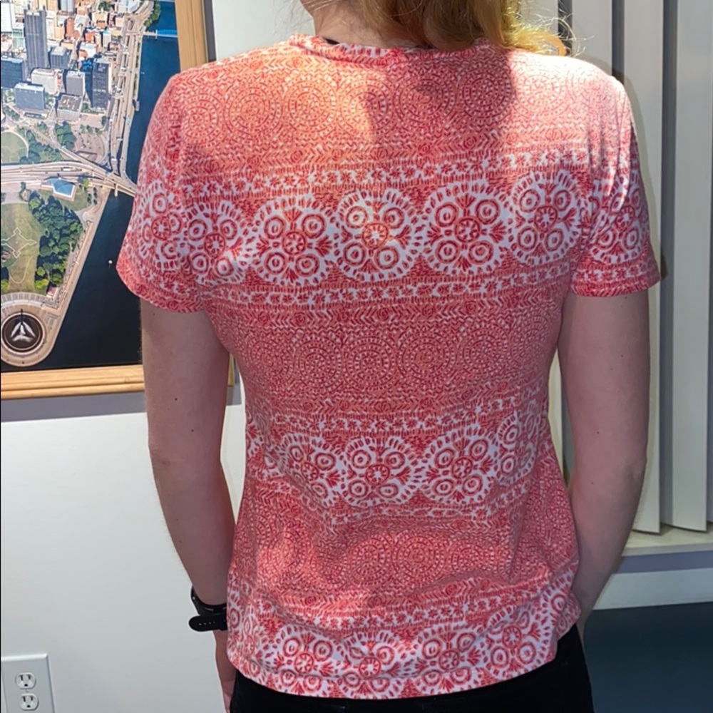 Talbots XS Pink Patterned Tee - Picture 2 of 4